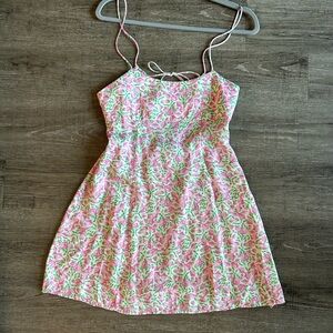 NWT Zara Satin Floral Mini Dress with pink and green floral pattern